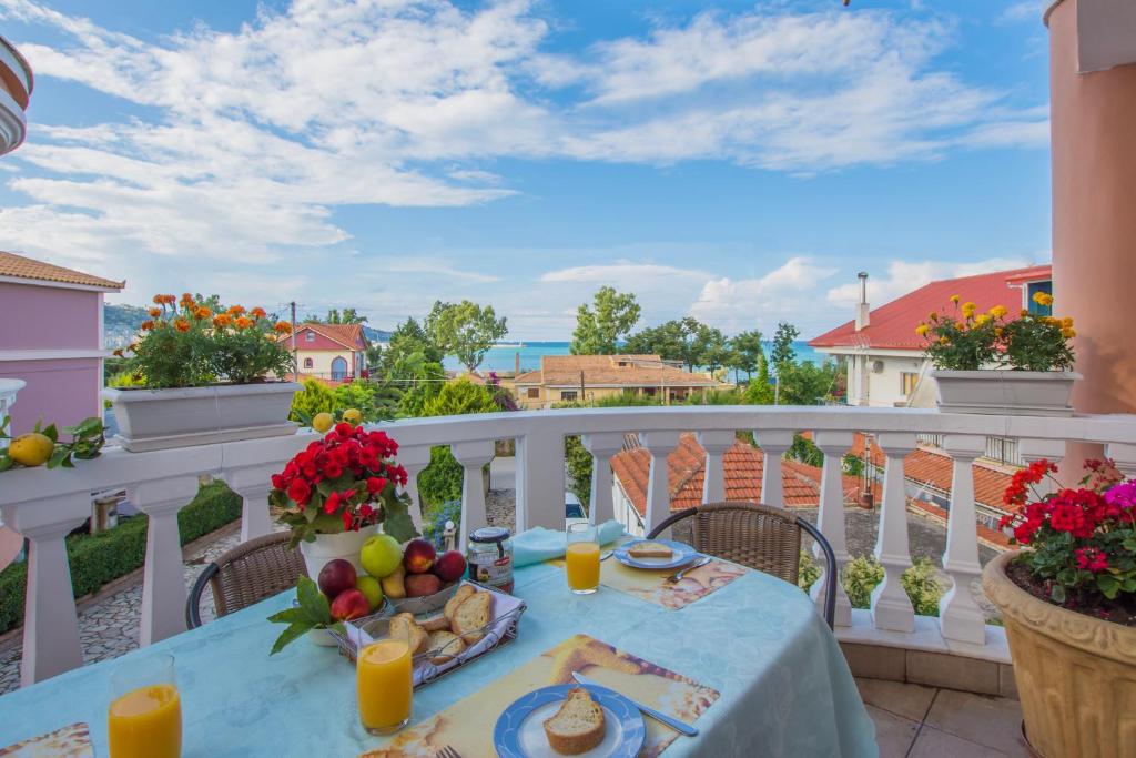 Breakfast on Zante View's balcony overlooking the Ionian Sea